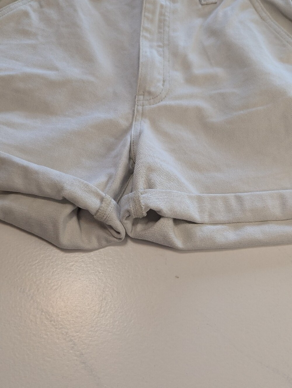 Cotton On Off-White Carpenter Denim Shorts High Rise Size 4 US / 8 AU - Picture 3 of 14